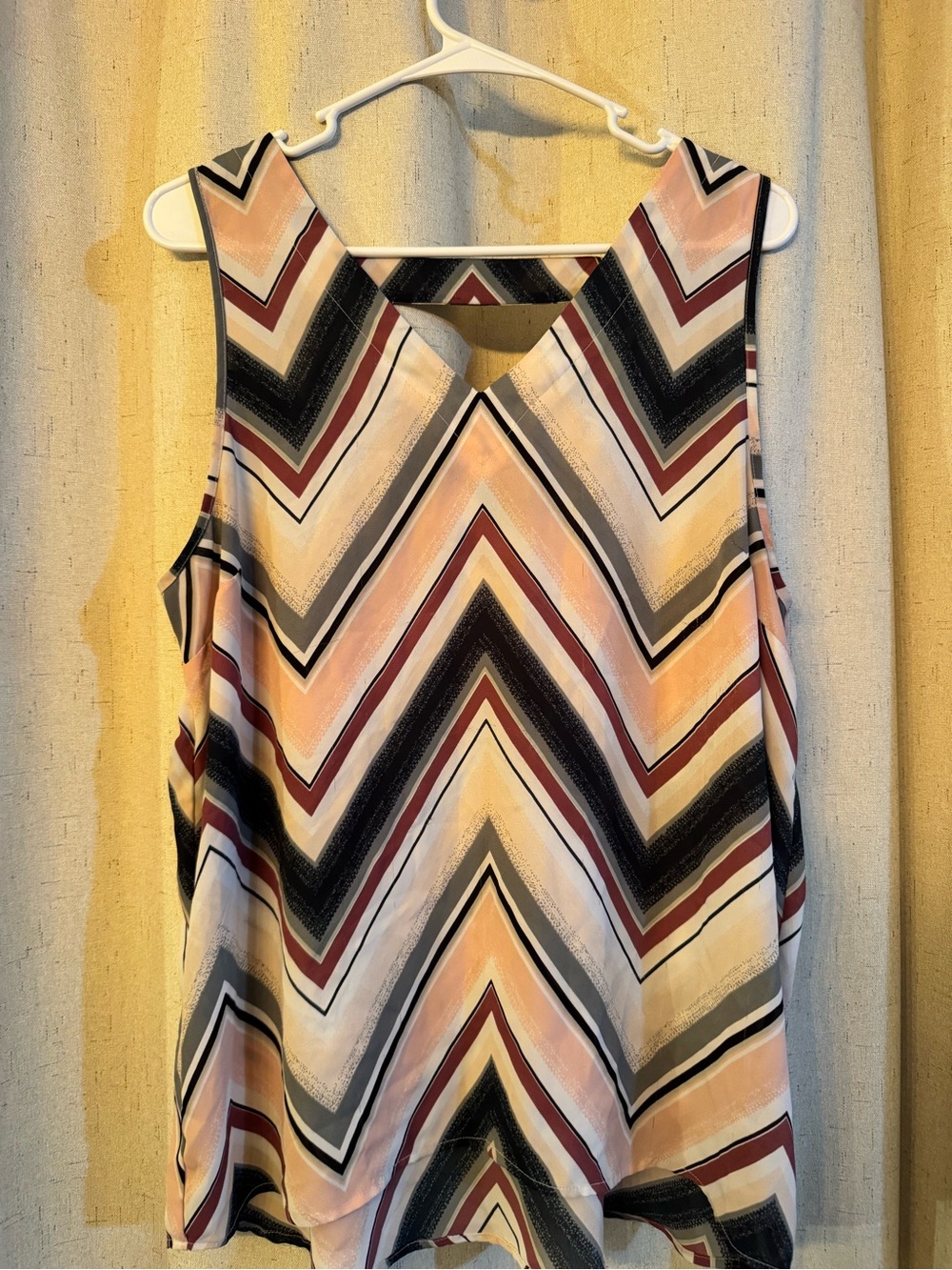Maurices Chevron Tank Top - Pink, Black & Cream
